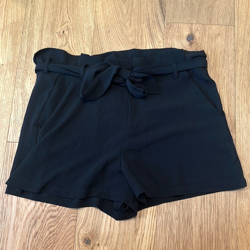 Black paper bag shorts